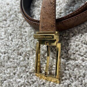 Mens Brown Moreschi Leather Belt With Gold-Tone Buckle